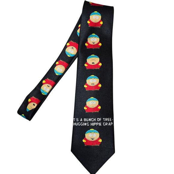 VTG South Park Faces Tie Gift Humor Funny Unisex Fathers Day Hippie Eric Cartman - Picture 1 of 5